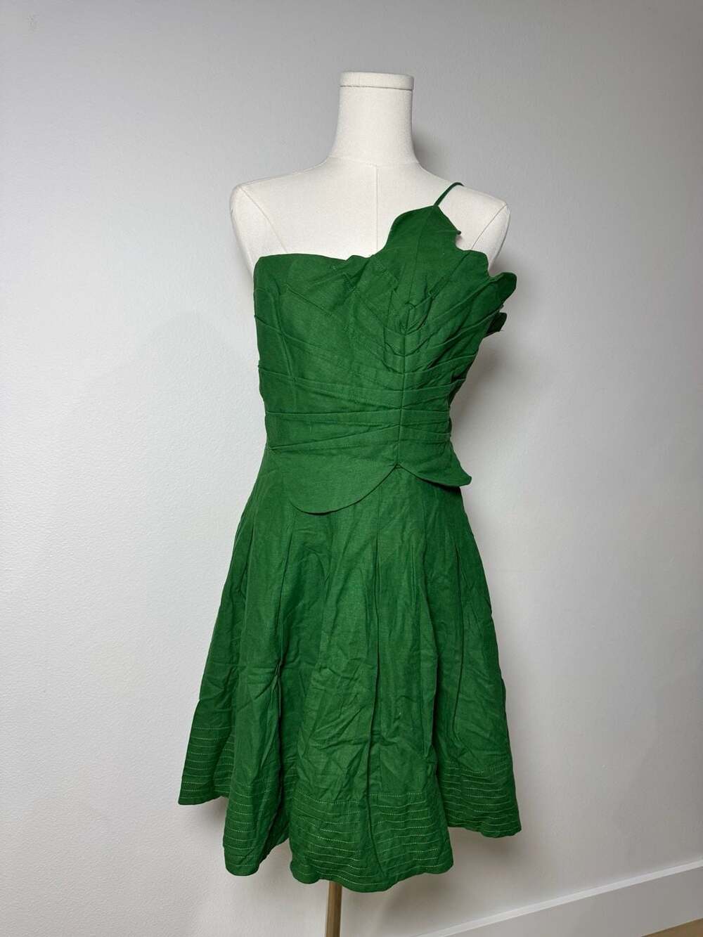 Farm Rio Green One Shoulder Lea Mini Dress Size S - Picture 2 of 16